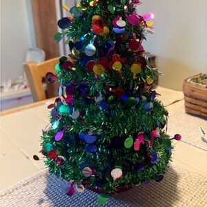 Festive Miniature Christmas Tree with Multicolor Decorations